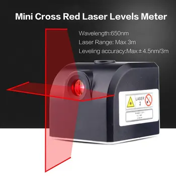 Borbede Prenosný Mini Cross Červený Laserový Merač Úrovne 2 linky 1 bod 650nm Nivelačný Prístroj s LED indikátor Magnet fixácia