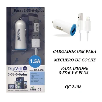 Kábel cargador de coche DIGIVOLT para IPHONE 5 6 7 Plus 8 Plus Carga de coche cargador de Kábel USB CARGA služby rapida 1.5 USB QC2418