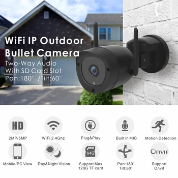 Wifi dohľadu PTZ Kamera 1080P IP Vonkajšie Onvif obojsmerné Audio Home Security Kamera Nočného Videnia Ľudských Detekcie TF Karty
