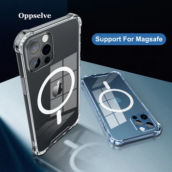 Pôvodné Transparentné puzdro Pre iPhone 12 Mini Pro Max 11 X XS R Podporu Pre MagSafe Bezdrôtové Nabíjanie Shockproof Ochranné Funda