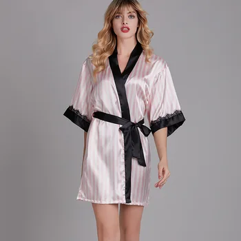 QWEEK Sleepwear Župan Tenkého Hodvábu Ženy Nightgown Pyžamo Župan pre Ženské Kimono Prekladané Nevesta Bridesmaid, Nočné Šaty 2020