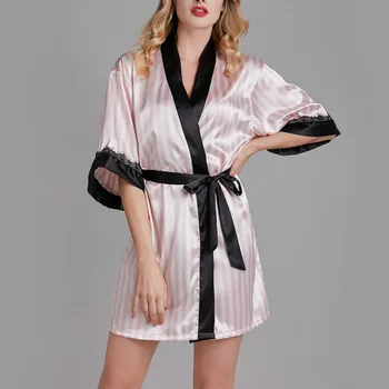 QWEEK Sleepwear Župan Tenkého Hodvábu Ženy Nightgown Pyžamo Župan pre Ženské Kimono Prekladané Nevesta Bridesmaid, Nočné Šaty 2020