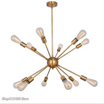 Sputnik Prívesok svetlá flush mount rustikálny bar Závesné lampy jedáleň moderný dekor Brúsený Nikel Gold Black svietidlá
