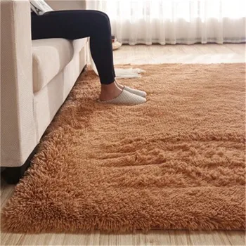 Dlhé vlasy, koberec, 80 x 120 cm Pribrala umyté hodvábne vlasy non-slip koberec obývacia izba koberec, konferenčný stolík deka spálňa yoga mat