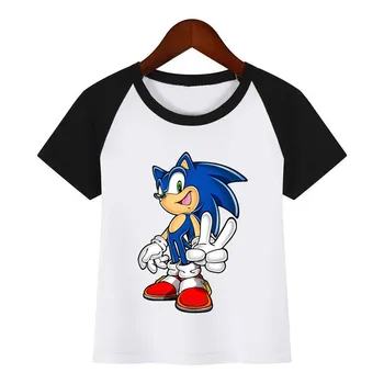 Chlapci Dievčatá Sonic The Hedgehog Funny T-shirt Deti Lete O-Krku Topy Deti Cartoon Tričko Detské Oblečenie