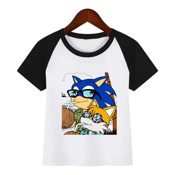 Chlapci Dievčatá Sonic The Hedgehog Funny T-shirt Deti Lete O-Krku Topy Deti Cartoon Tričko Detské Oblečenie