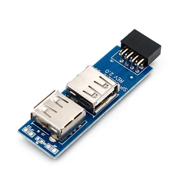 PC Vnútorné Dosky 9pin na 2-port USB 2.0 Typu Žena Adaptér Converter Konektor pre Modul Bezdrôtového Prijímača Myš