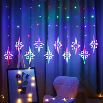 Vianočná Hviezda Polaris Lampa Nový Rok LED Reťazec Svetlá DIY Opony Svetlo Vonku na Okno Svadobné Party Dekorácie Vianoce