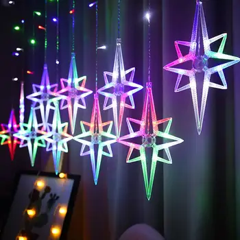 Vianočná Hviezda Polaris Lampa Nový Rok LED Reťazec Svetlá DIY Opony Svetlo Vonku na Okno Svadobné Party Dekorácie Vianoce