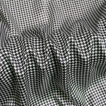 Podľa Meter Houndstooth Vzor Satin Textílie Geometrických Tlač Charmeuse Materiál Mäkké Obloženia