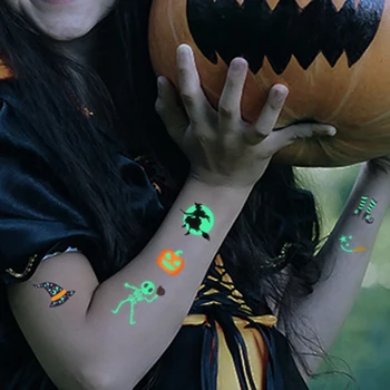 10pcs Svetelný Halloween Tetovanie Nálepky Deti Tekvica Čarodejnice Halloween Party Dekor Dodávky Halloween Prop Príslušenstvo Strana Prospech