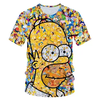 2020 Nové 3d Vytlačené Simpsons-Krátke rukávy T-shirt Pár Ulici Ležérny Top T-shirt Lete Mužov/žien T-shirt Deti Topy