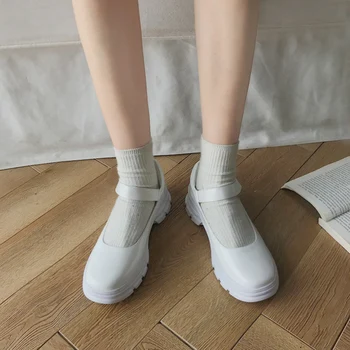 Nový Britský retro malé kožené topánky móda all-zápas bežné malé kožené topánky hrubé-soled škole štýl Mary Jane topánky