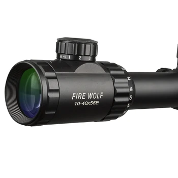 Oheň Vlk 10-40X56 AOE Lov Odbory Strane Kolesa Nastavenie Paralaxy Optika Riflescope Červená Zelená Bodka Pohľad Na Vojenské Odbory