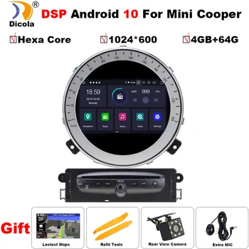 Hexa Core DSP 4+64 G PX6 Android 10 Auta, DVD, GPS Navigácie Multimediálny Prehrávač Car Stereo pre BMW Mini Cooper Po 2007-Rádio