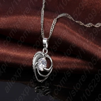 Top Kvalita 925 Sterling Silver Šperky Set Náhrdelníky Náušnice Pre Ženy Krištáľové Srdce LÁSKA Výročie Darček