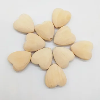 50Pcs Srdce-tvarované Drevo Dištančné Guľôčky z Prírodného Dreva Farba Eko-Šetrné Drevené Korálky DIY Šperky Robiť ručne