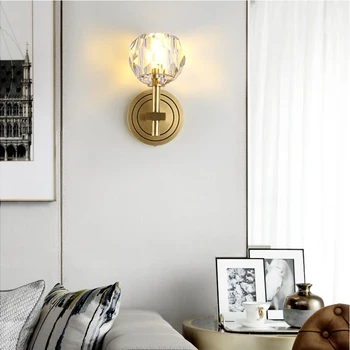 Moderné medi crystal nástenné svietidlo obývacia izba, spálňa, nočné lampy, Nordic luxusné LED nástenné svietidlo