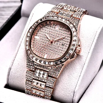 CURREN Reloj Hombre Hodinky pre Mužov Oceľové Náramkové hodinky Luxusné Módne Diamond Klasické Dizajnér Značky Zlatý vodotesné Hodinky W3
