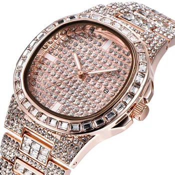 CURREN Reloj Hombre Hodinky pre Mužov Oceľové Náramkové hodinky Luxusné Módne Diamond Klasické Dizajnér Značky Zlatý vodotesné Hodinky W3