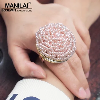 MANILAI Ručné Kúzlo Perličiek Živice Krúžky Žien Módne Šperky Zlatá Farba Drôtu Enwind Prst Vintage Prsteň