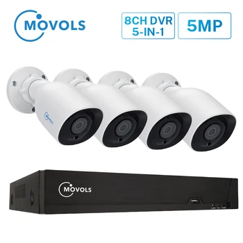 MOVOLS H. 265 kamerový Systém 5MP HD H. 265 DVR 4PCS CCTV Kamera Nočného Videnia Nepremokavé Bezpečnostná Kamera Systém Kit