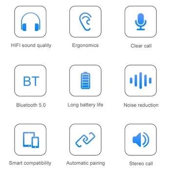 T6 TWS Bezdrôtové Bluetooth, Dotykové Ovládanie Nepremokavé Headset 5.0 Slúchadlá Herné Slúchadlá Slúchadlá