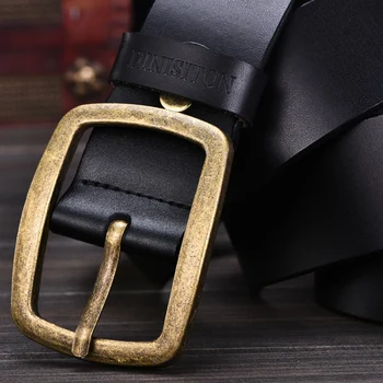 DINISITON ležérne džínsy pás dizajnér značky pásy pre mužov vysoko kvalitnej pravej kože zlata pin pracky pásu mužov vintage opasok