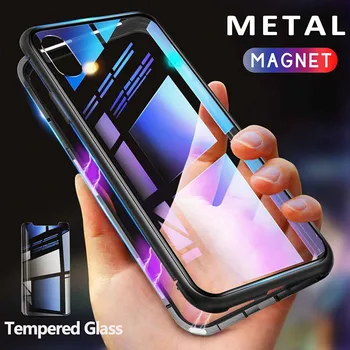 GETIHU Magnetické Prípade Tvrdeného Skla Magnet Mobilný Telefón Kryt Pre iPhone 11 Pro Max Xr Xs X 8 7 6 6 Plus Samsung S10 S9 Poznámka 9