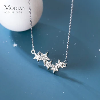 Modian Trblietajúce Jasné, CZ Sladké Roztomilý Stohovateľné Star Reálne 925 Sterling Silver Prívesok Reťazí Náhrdelník pre Ženy, Jemné Šperky