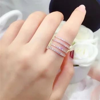 Hot Predaj Originálne 18K biele zlato pripraviť Simulované Diamantový Prsteň Jemné Šperky Jednoduché Kolo Tenké Krúžky pre Ženy Prvok Krúžok darček