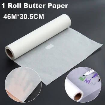 46Mx30CM Super Transparentný Návrh, Náčrt, Maslo Papier, Pauzovací Papier Rolka Biela pre Maľovanie