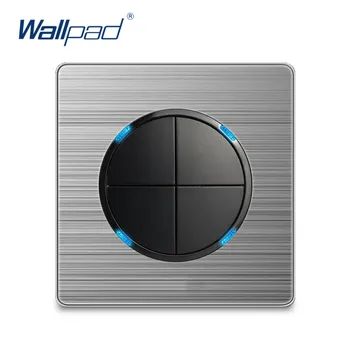 Wallpad 4 Gang 1 Spôsob Wall Light Switch Náhodné, Kliknite na Tlačidlo S LED Indikátor Nehrdzavejúcej Ocele Panel-Domovská stránka