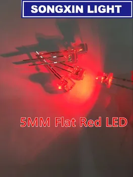 500pcs 5 mm Transparentné Červená LED Dióda Ultra Svetlé Plochou strechou, Široký Uhol Jasný Objektív 5 mm Svetelné Diódy LED Lampa
