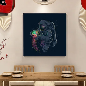 Abstraktný Priestor Astronaut Robot Plátno na Maľovanie Kreslené Plagáty a Vytlačí na Stenu Obrázky Pre Deti, Obývacia Izba, Spálňa Domova