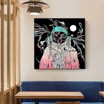 Abstraktný Priestor Astronaut Robot Plátno na Maľovanie Kreslené Plagáty a Vytlačí na Stenu Obrázky Pre Deti, Obývacia Izba, Spálňa Domova