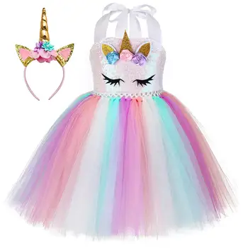 Deti Oblečenie Dievčatá v Lete Sequin Unicorn Zdobiť Princezná Šaty Pre Ženy, Svadobné Party Šaty LED Deti Oblečenie vestido 2021