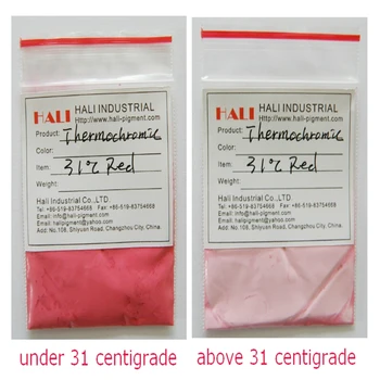 Thermochromic prášok,horúce aktívne pigment,teplo citlivé pigment,farba:červená,aktivovať teplota:16C,22C,31C,45C,60C,1lot=10g.