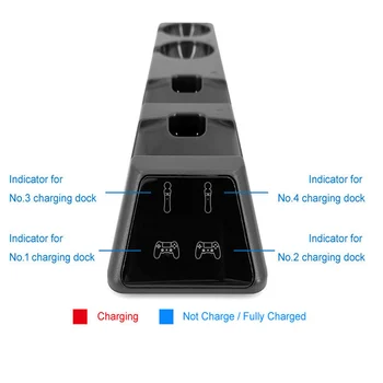 4 v 1 Nabíjací Dock Quad Nabíjacej Stanice pre PS Move Motion a PS4 Ovládači Playstation 4 PS4 Slim PS4 Pro LED Indikátor