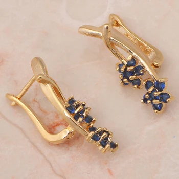 Delikátna Kvetinové dizajn Hlboké Modré Crystal Šperky, Náušnice, Sety Náhrdelník pre ženy zlatý Tón Módne Šperky JS440