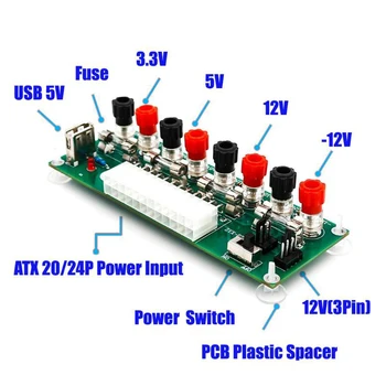 Elektrický Obvod 24Pins Atx Analyzátory Počítač Napájanie 24 Pin Atx Breakout Doske Modulu Dc Konektor pre nabíjačku S Usb Port 5V