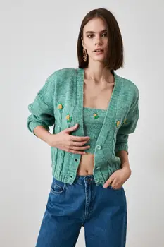 Trendyol Fuchsia Cardigan Bluz 2'li Knitwear Vyhovovali Cardigan TWOAW20HI0002
