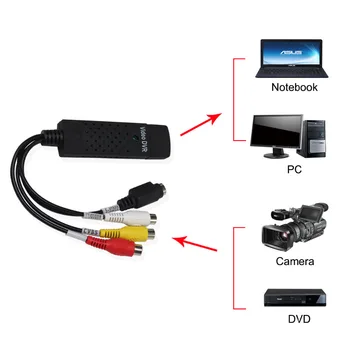 Nový Príchod USB 2.0 Easycap Zachytiť 4 Kanálový Video, TV, DVD, VHS Audio Capture Karty Adaptéra TV Video DVR