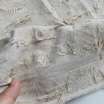 Siiboo farbou ručne rezané piesku umyté 65% bavlna 35% bielizeň žakárové tkaniny pre ženy, jar, jeseň šaty telas stoffen SP6024