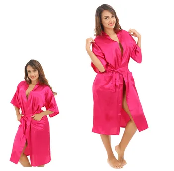 Hot Pink Žena Sexy Hodváb viskózový Hodváb Župan Čínske Ženy Sleepwear Kimono Vaňa Šaty Nightgown Plus Veľkosť S M L XL XXL XXXL