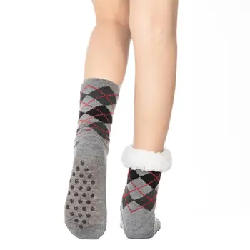 FRALOSHA New4Pair Dlho Poschodí Muž Ponožky Domáce Papuče Človeka Zime Teplé Fuzzy Protišmykových Linajkované Vnútorné Podlahy Papuče Vianočné Ponožky