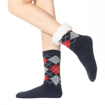 FRALOSHA New4Pair Dlho Poschodí Muž Ponožky Domáce Papuče Človeka Zime Teplé Fuzzy Protišmykových Linajkované Vnútorné Podlahy Papuče Vianočné Ponožky