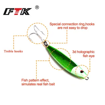 FTK Značky 1PC 3D Fish Eye 4 Vybraných Kovov Stávkovanie Rybárske Lure Žiariace Pevného Návnadu Potopenie Lyžice Háčiky Lákať Rybárske Náčinie