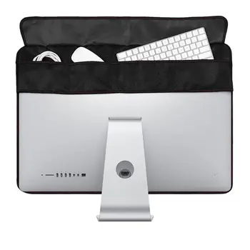 Black Prachotesný Kryt PU Kožený Ochranný obal pre Apple iMac 21/27