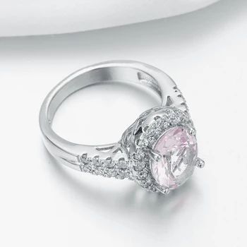 Utimtree Romantický Ružový Kryštál Zásnubné Prstene pre Milovníka Žien Striebro 925 Sterling Šperky Svadobný Prsteň s Kubický Zirkón Kameň